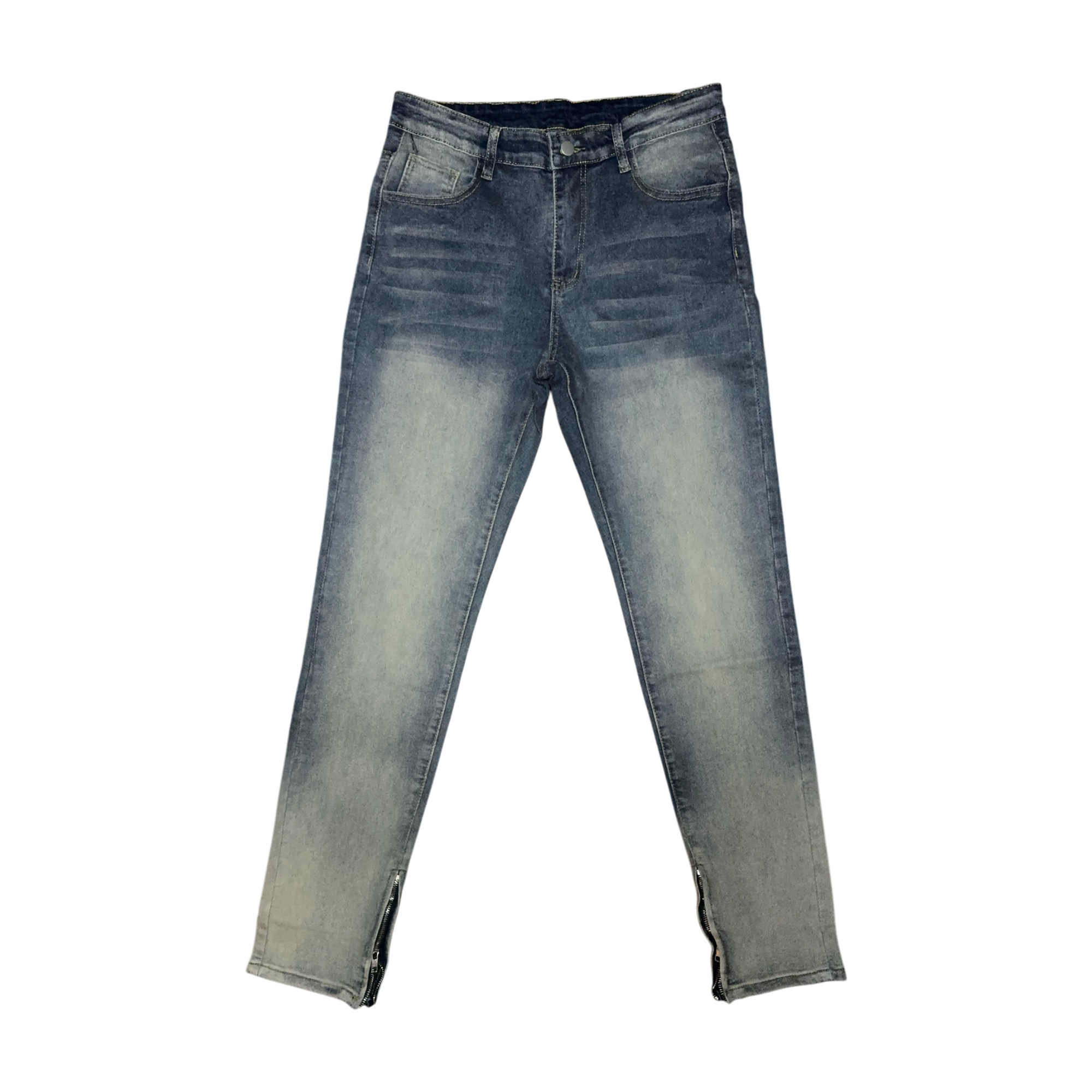 Washed Zipper Leg Denim