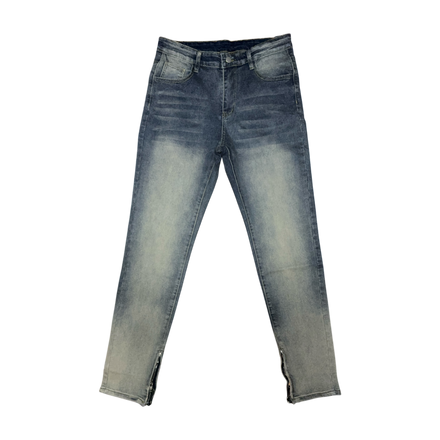 Washed Zipper Leg Denim